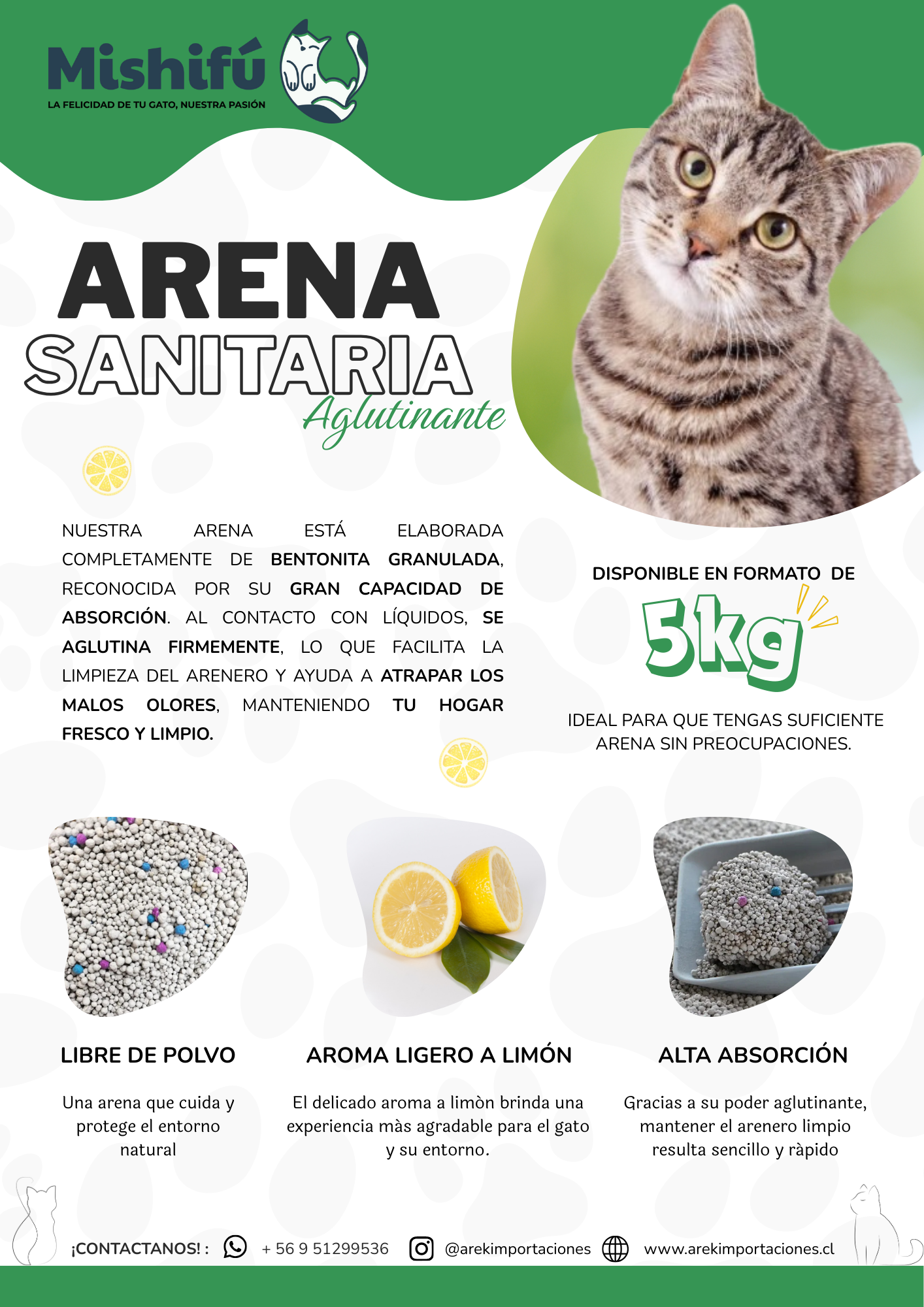 Arena Aglutinante Para Gatos Aroma Limón 5kg - Imagen 2